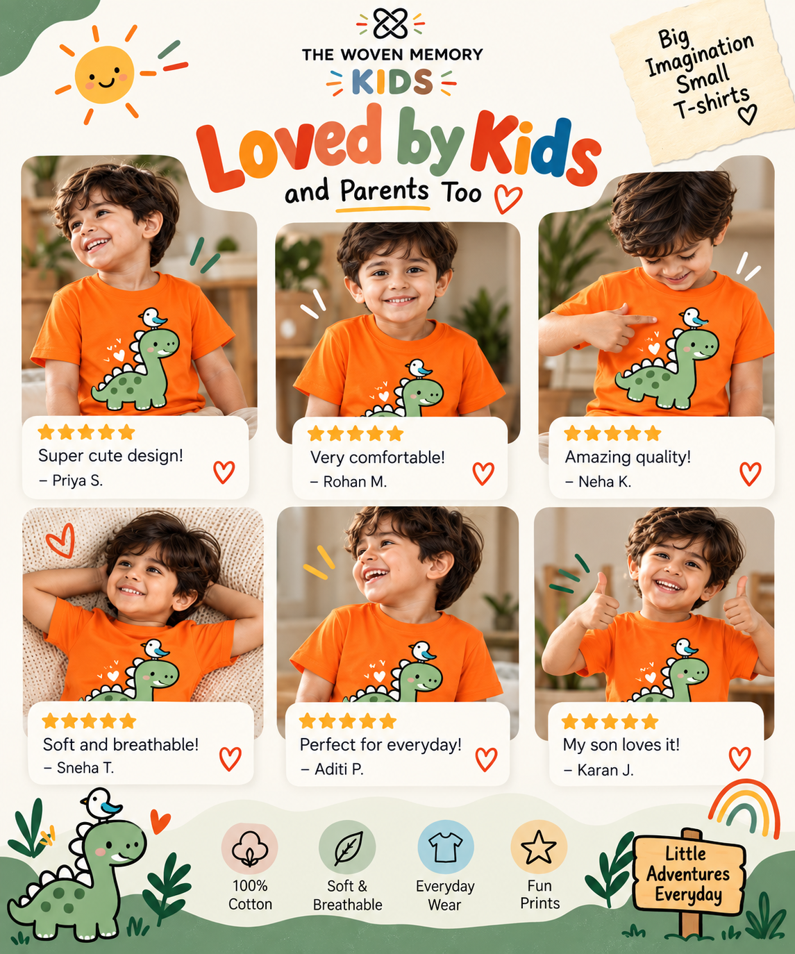 Kids Printed T-Shirt – Little Dino Buddy
